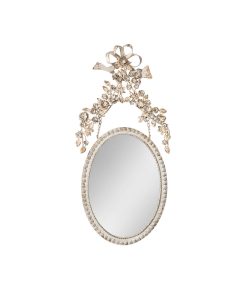 Specchiera ovale con ornamento in ferro