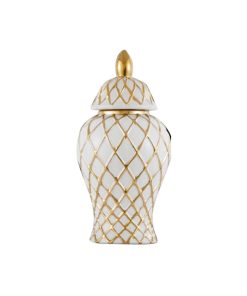 Vaso ceramica bianco oro