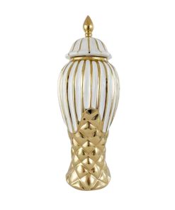 Vaso ceramica bianco oro