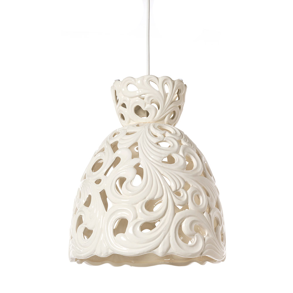 Sospensione traforata in ceramica