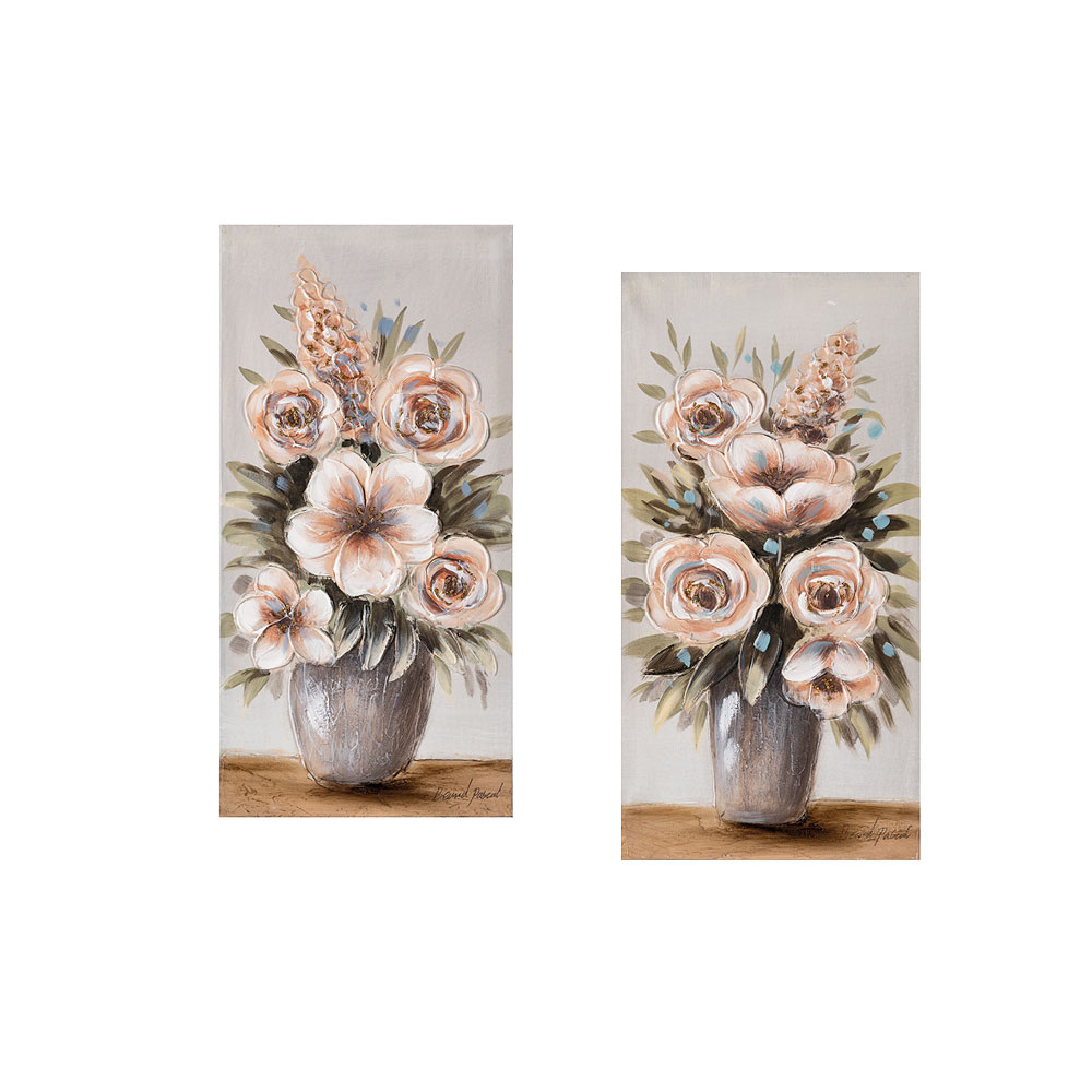 Coppia tele vaso di fiori