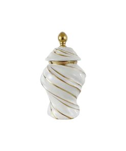 Vaso ceramica bianco oro